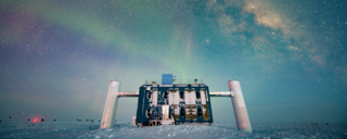 IceCube Neutrino Observatory in an aurora.